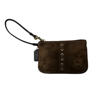 COACH Suede Wristlet with Gold Accents